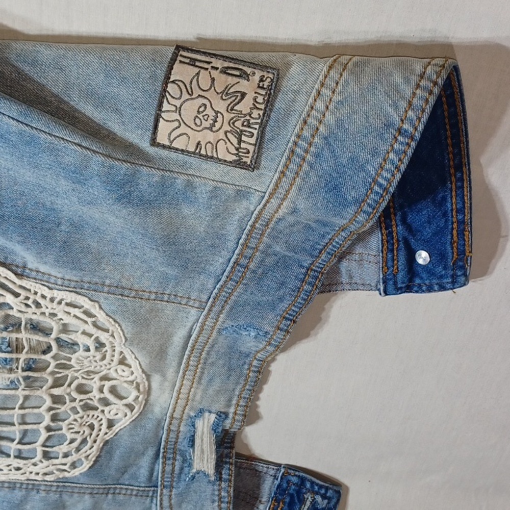 Harley Davidson Vest Women's Motorcycle Skull Denim Biker Small - Picture 5 of 8